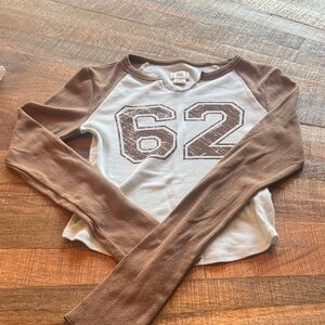 BDG Brown and White Long Sleeve Tee